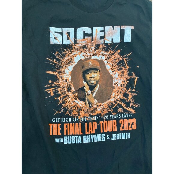 50 Cent The Final Lap Tour 2023 T Shirt Adult L Black Rap Tee Unisex - Picture 3 of 7
